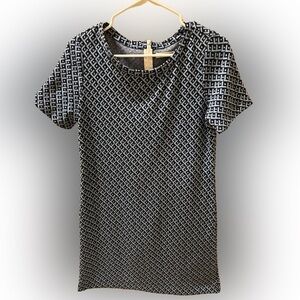 Tyler Böe Geometric Knit Shift Dress – Navy/Light Blue (Size S) - EUC